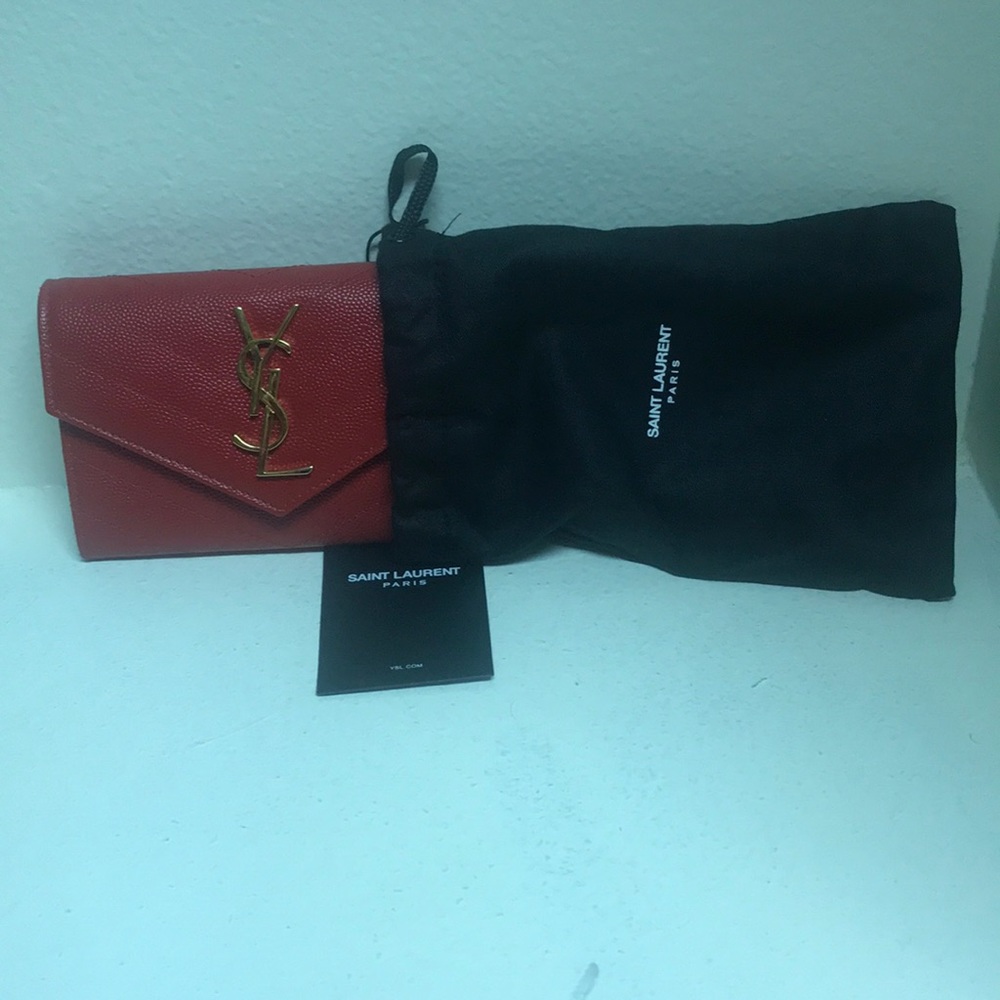 Red saint Laurent envelope wallet/ dustbag - Picture 6 of 8